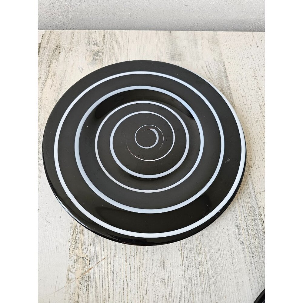 Pier 1 swirl black plate art white‎ unique retired